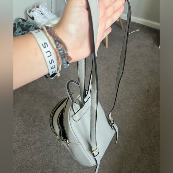 Gray Faux Leather Mini Backpack - Picture 4 of 9